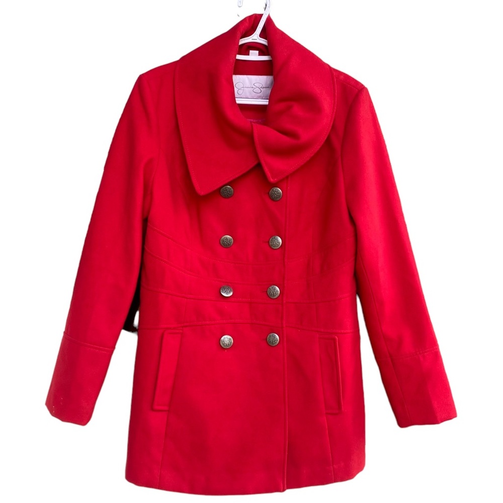 Jessica Simpson Red Pea Coat Winter Jacket Size Large